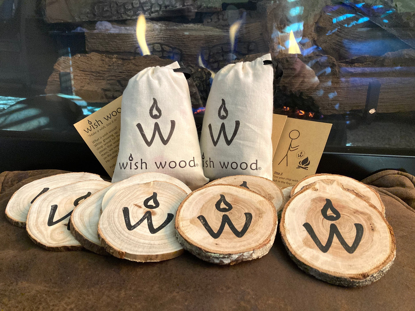 <img src="wish-wood-natural-bag-wishes_jpg”  alt="wish wood is made of natural wood enjoyed by your fireplace - wish wood - for making memories and experiences"/>