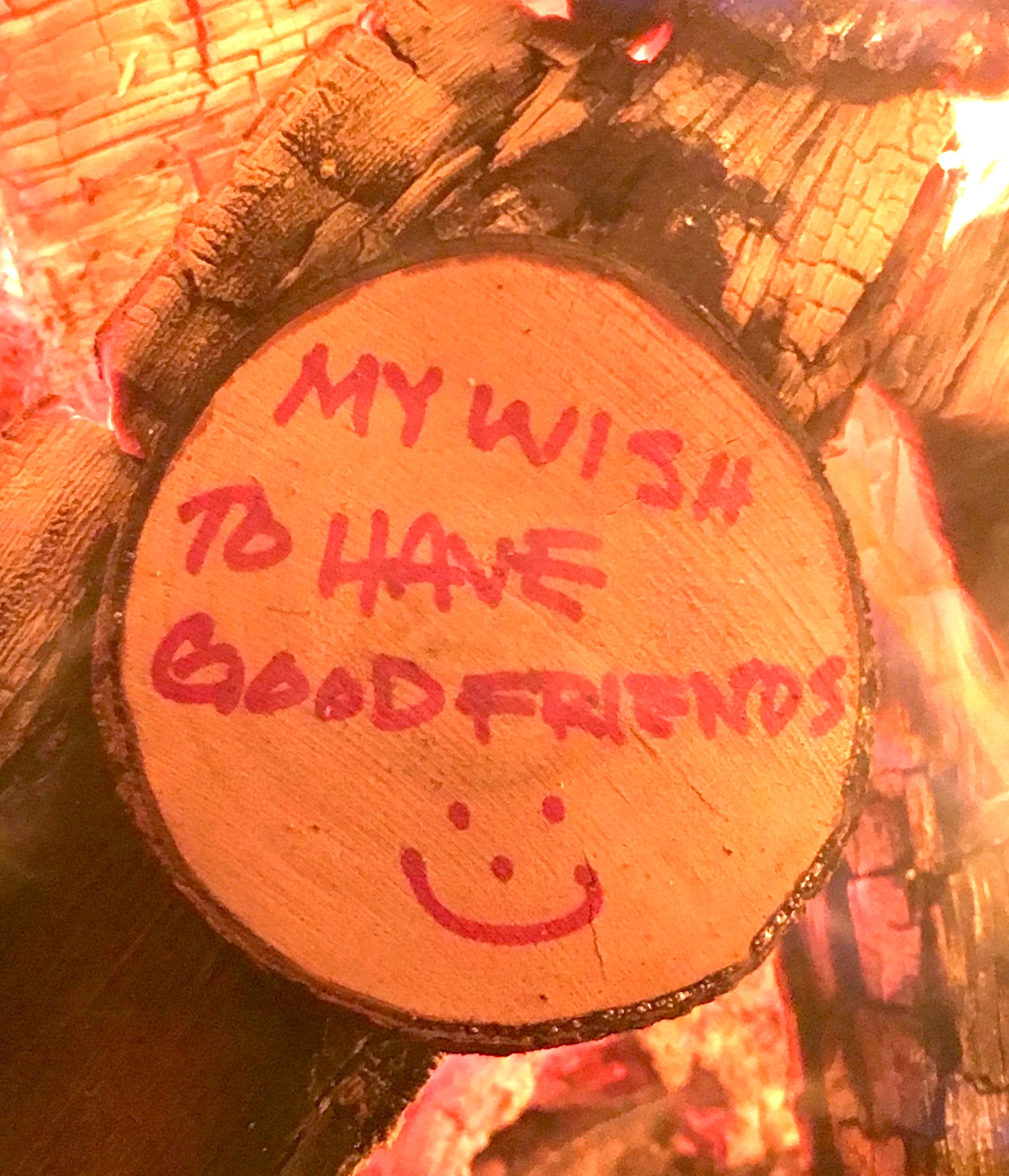 <img src="wish-for-good-friends-good-times-fire-pit_jpg”  alt="wishing for good friends and good times around a firepit - wish wood - for making memories and experiences"/>